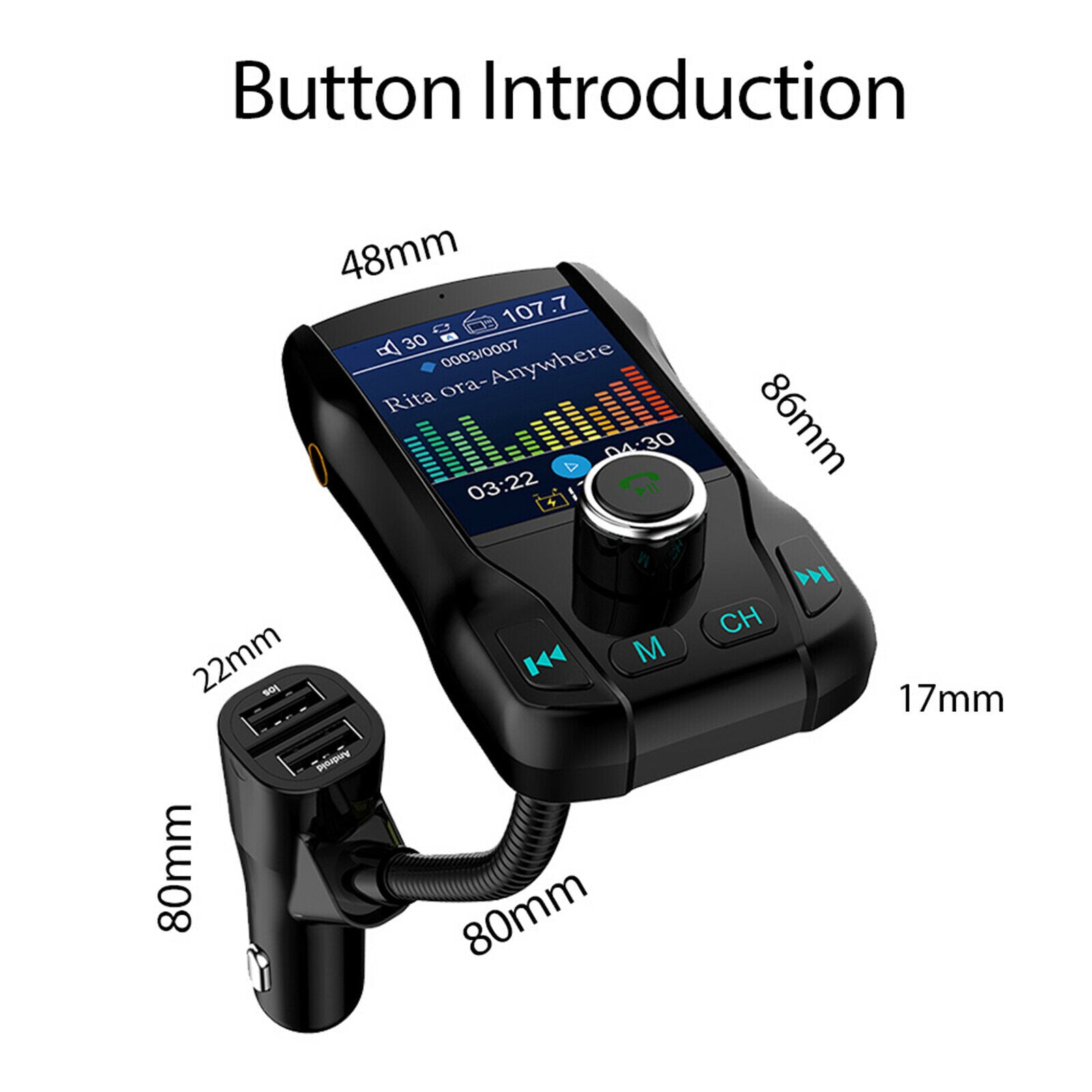 Car FM Transmitter Radio Car Adapter Car MP3 Player 2 Port USB Charge w/Mic