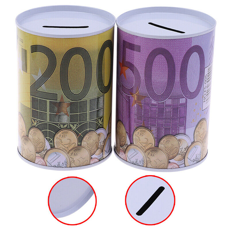 1pc Euro Dollar Money Box Safe Cylinder Piggy Bank Banks For Coins Deposit B Lt