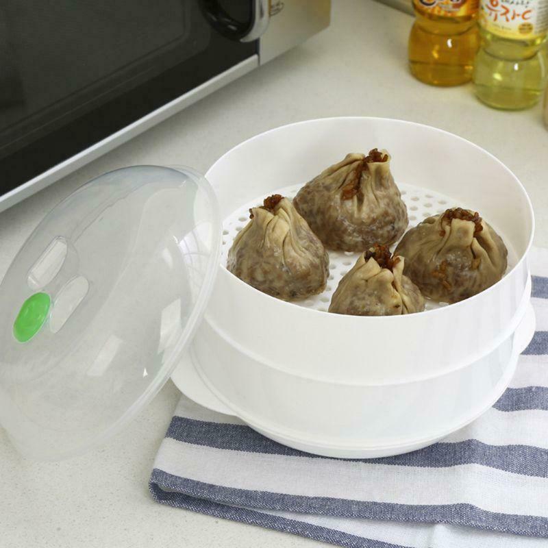 Double plastic steamer microwave oven round steamer