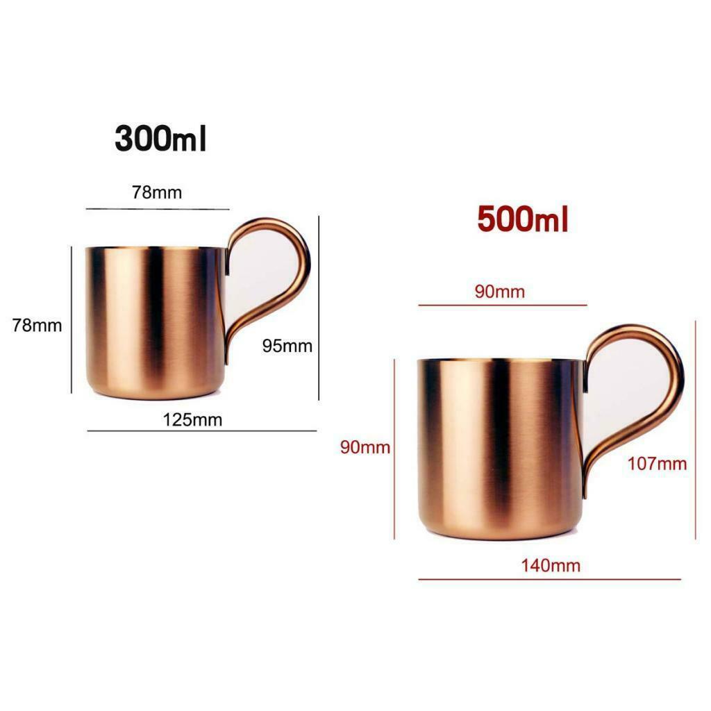 2x Copper Plated Moscow Mule Mugs 500ml/17oz Cocktail Wine Serving Cups