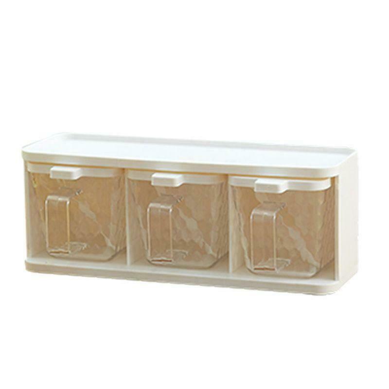Spice box with lid storage container transparent handle kitchen spice jar