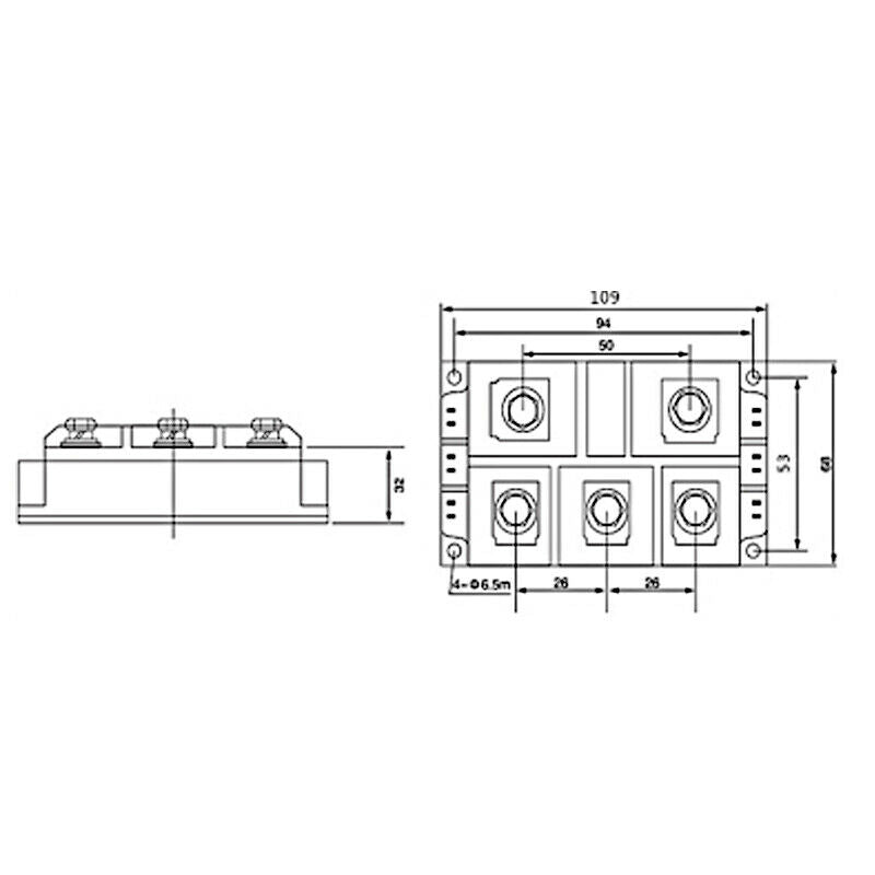 4 Terminal MDQ300A Amp High Power Single-Phase Diode Bridge Rectifier 1600V 300A