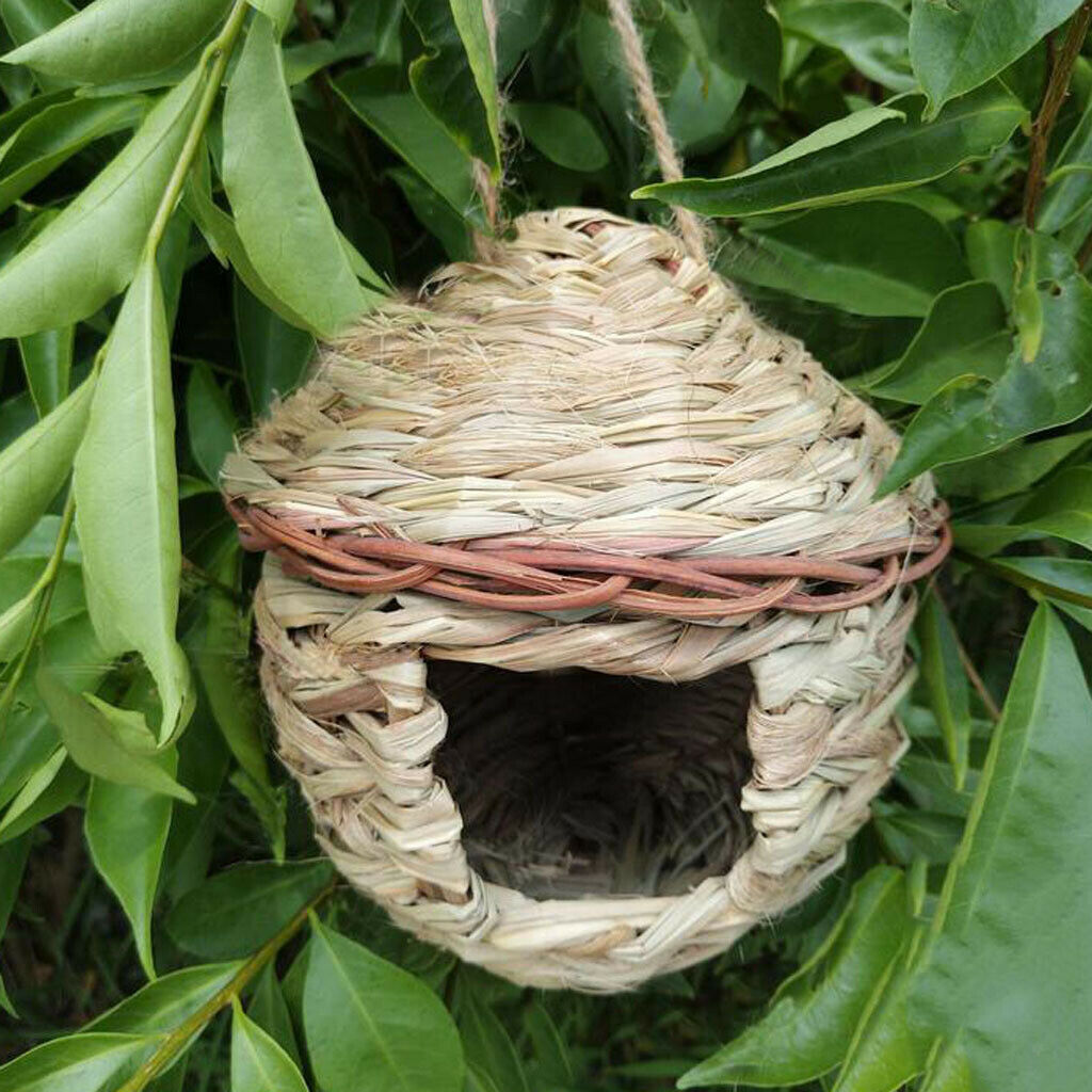 3Pcs Bird Nest Hanging Small Birdhouse Wild Grass Weave for Canary Finch