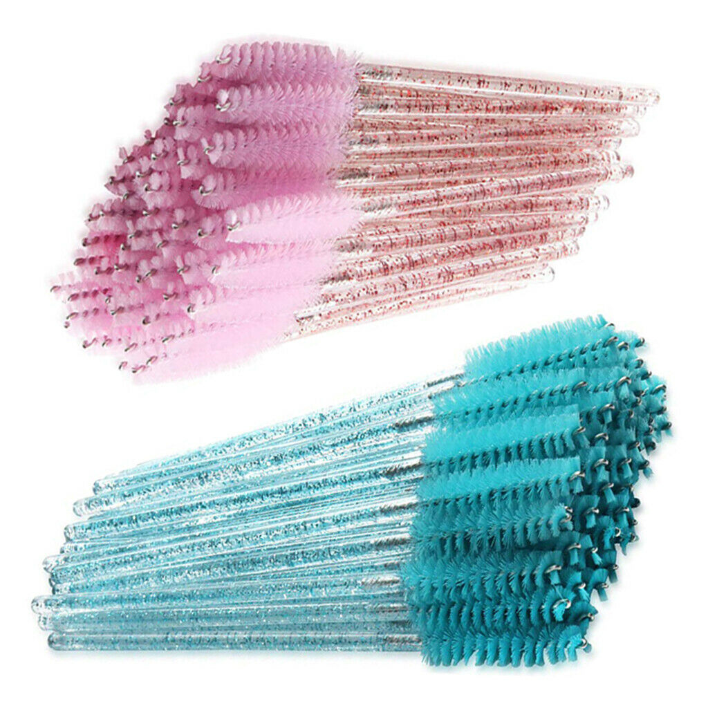 200pcs Mascara Wands Eyelash Brushes Crystal Handle Extension  Pink