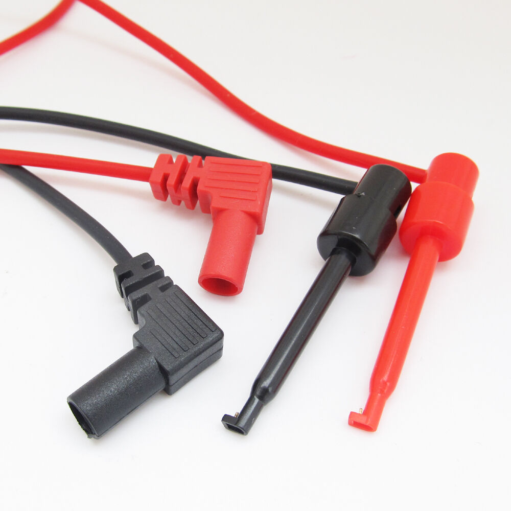 10pcs 1Meter 4mm Banana Plug to Large Test Hook Clip Multimeter Silicone Cable