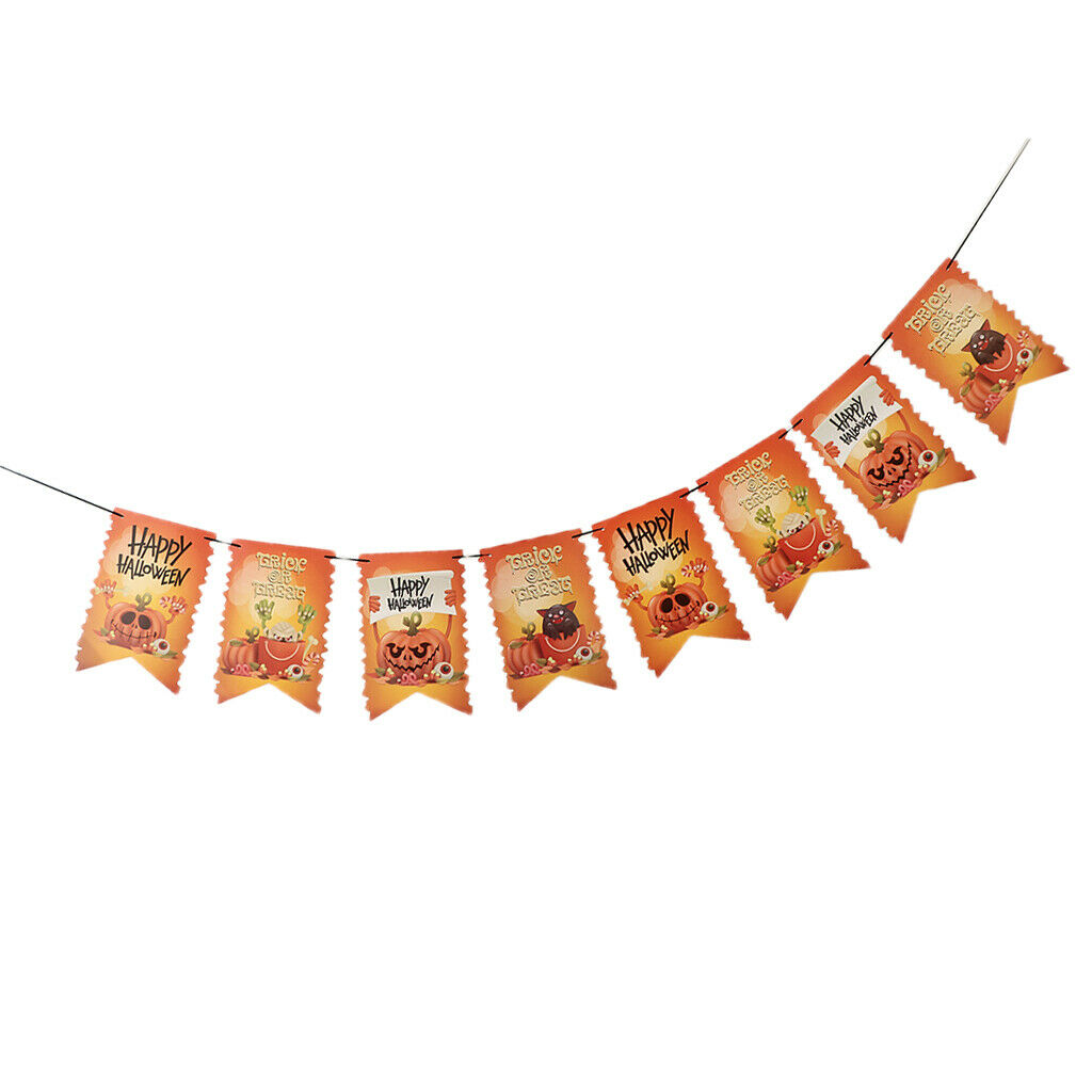 Trick or Treat Halloween Bunting Banner Pumpkin Garland Party Hanging Decor