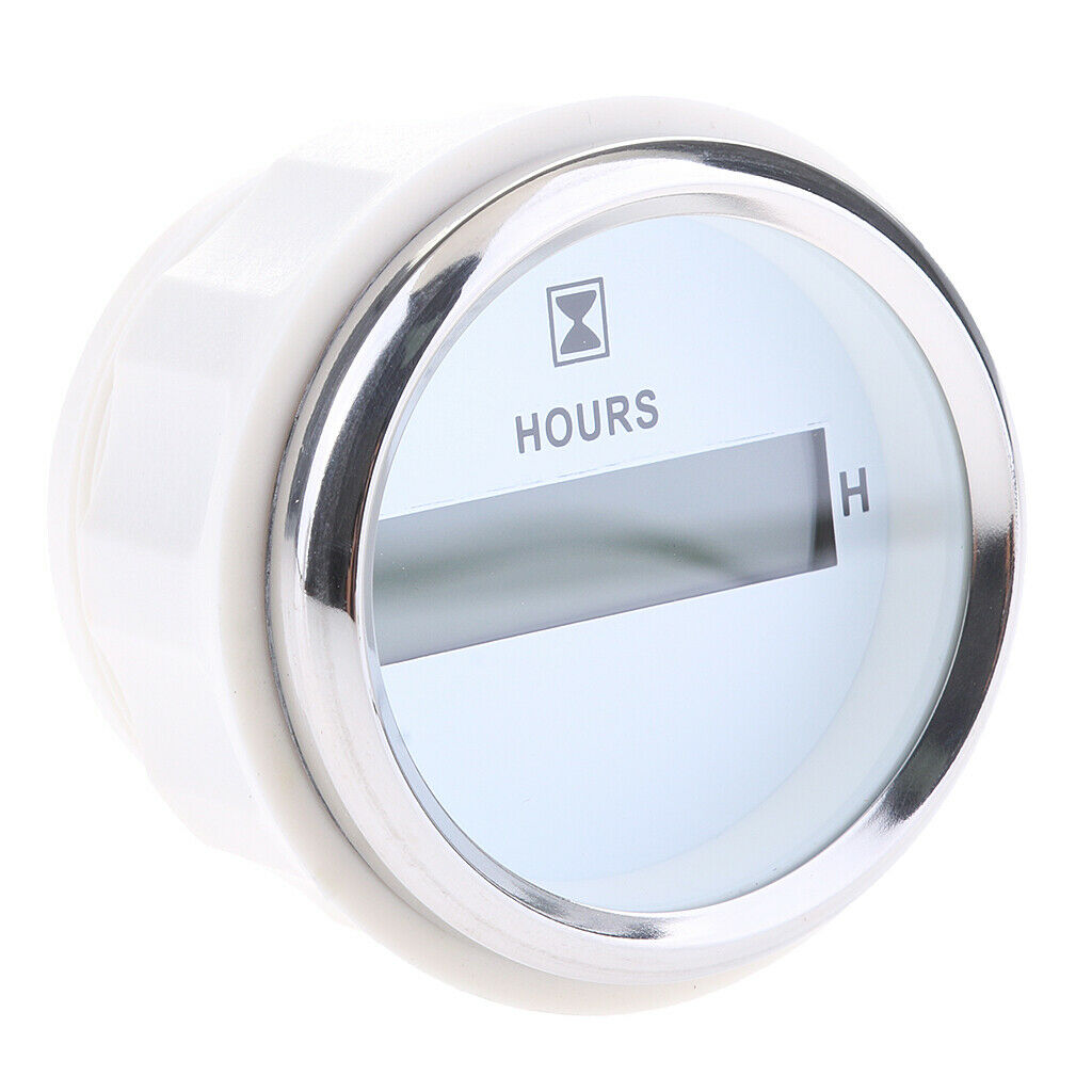 2pcs Marine Boat Digital Hour Meter 52mm Round Gauge Waterproof  White