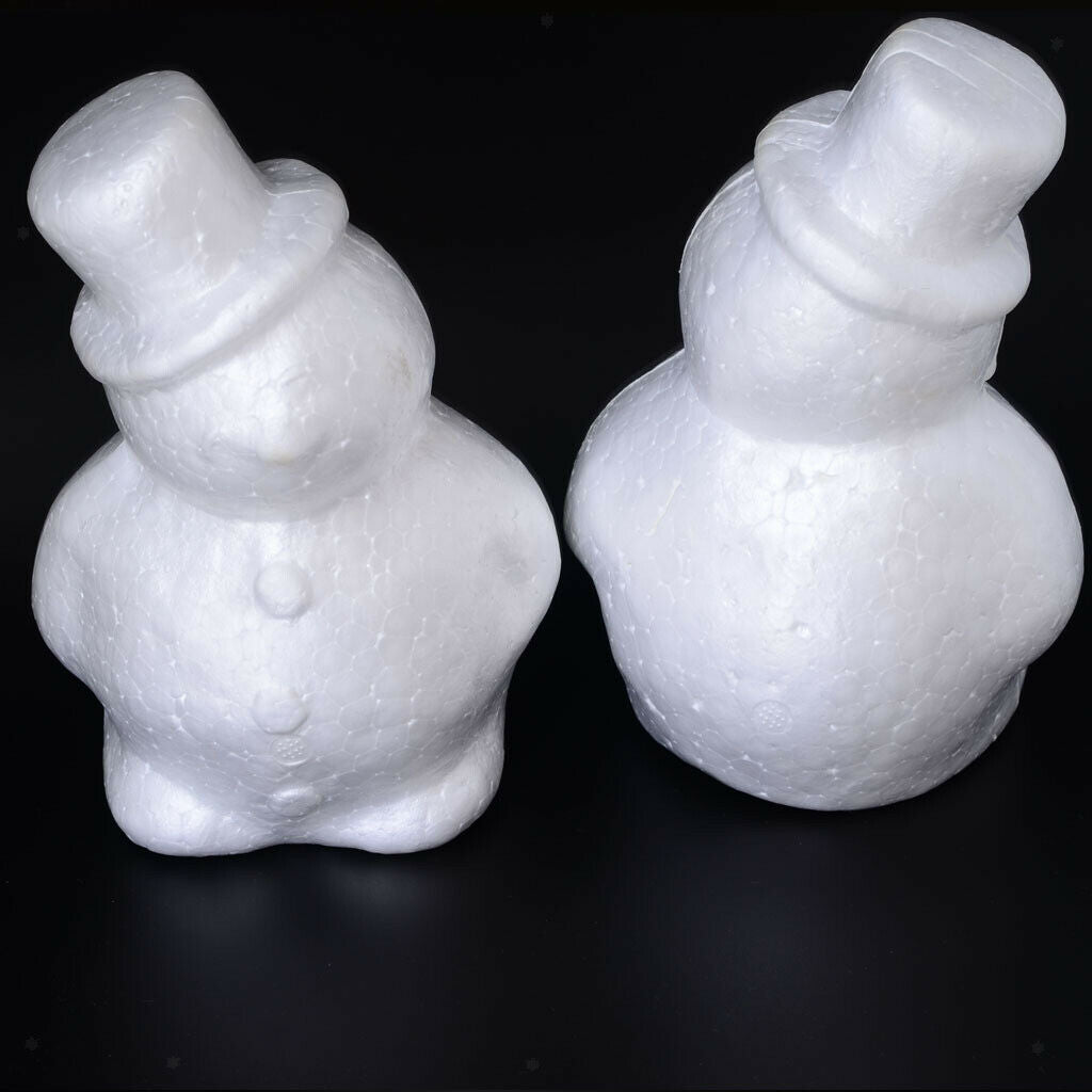 2pcs 17cm White Snowman Modelling Polystyrene Styrofoam Decoration Kid Craft