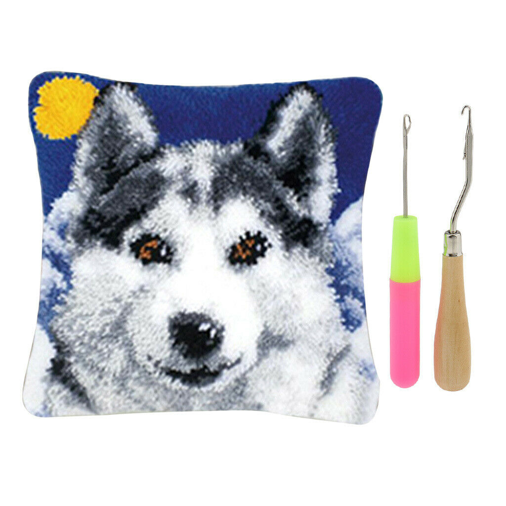 Latch Hook Pillow Making Kit with 2pcs Latch Hook Tool for Children DIY Gifts -
