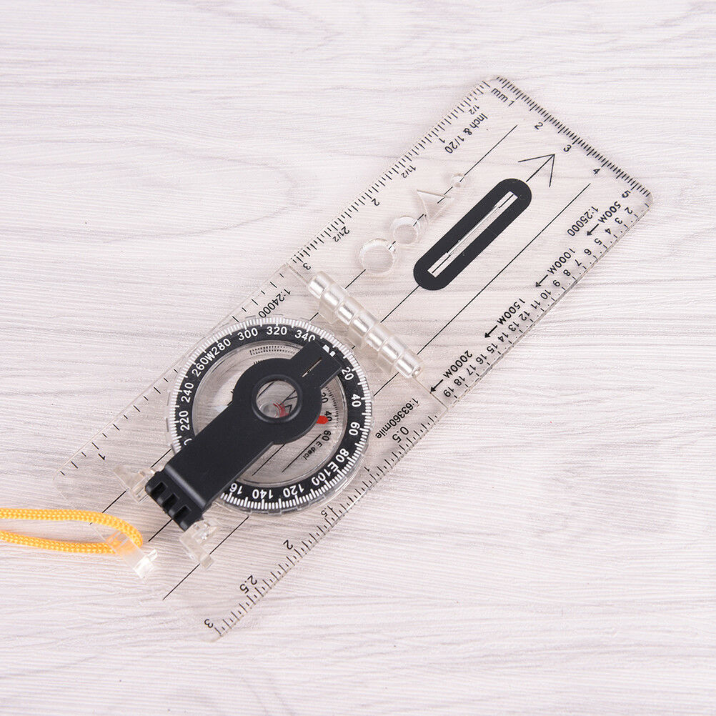 1pc portable fold compass mm inch travel baseplate ruler compass map BDAU
