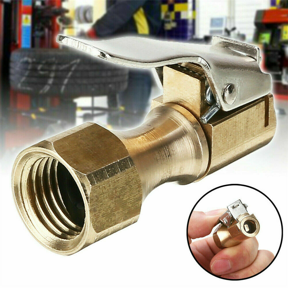 2 Pcs Air Chuck,Heavy Duty Open Flow Lock On Tire Chuck &Clip for Inflator Gauge