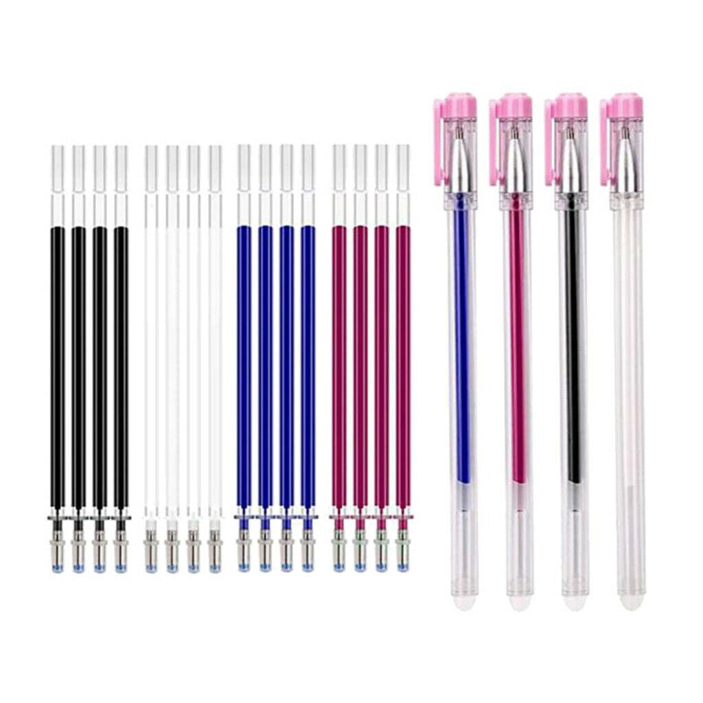 4 Colors Heat Erasable Pens Fabric Marking Pens with 20 Refills for Dressmaking