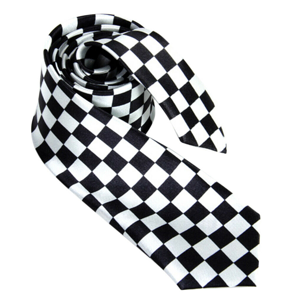 Black White Plaid Scottish  Necktie For Men
