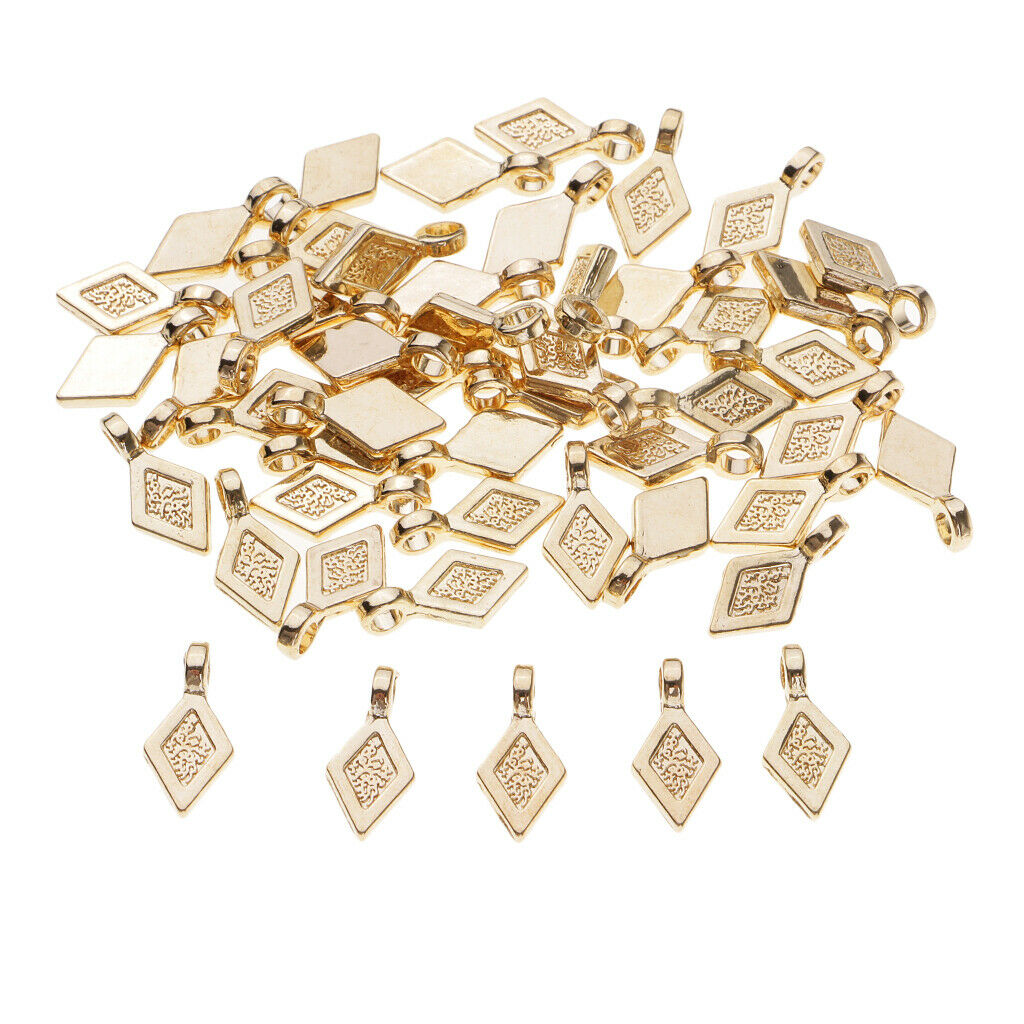 50pcs alloy rhombus bail charms pendants DIY jewelry making findings Craft