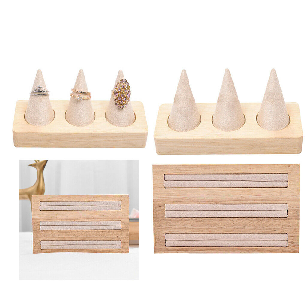 2Set Wood Jewelry Display Stand Showcase Tray Jewellery Stoage for Bracelets