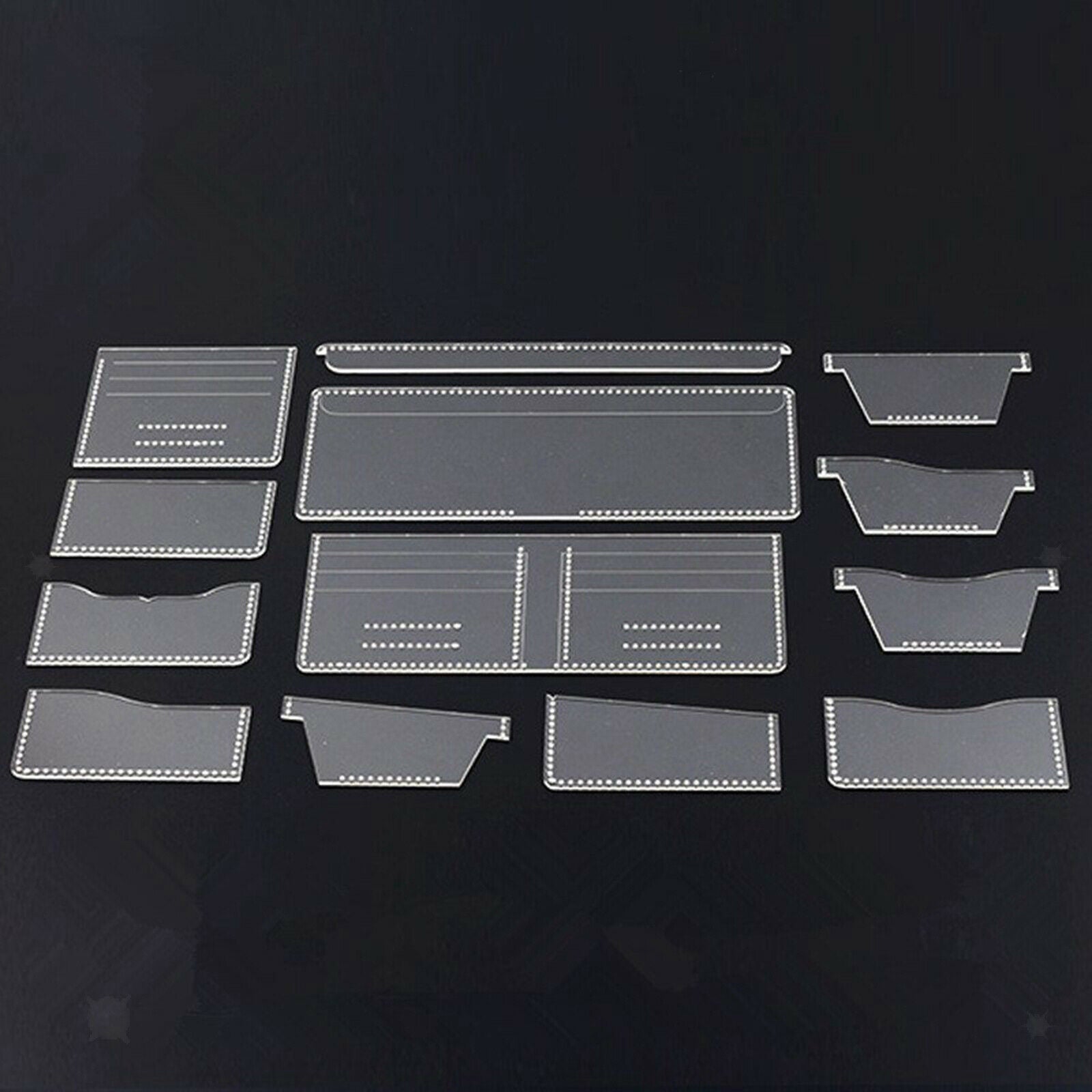 13Pcs Acrylic Short Wallet Card Holder Leather Craft Pattern Stencil Template