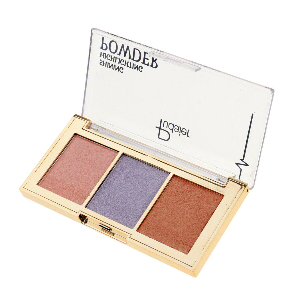 3Color Face Makeup Glow Shining Bronzer Highlighter Concealer Powder Palette 03#