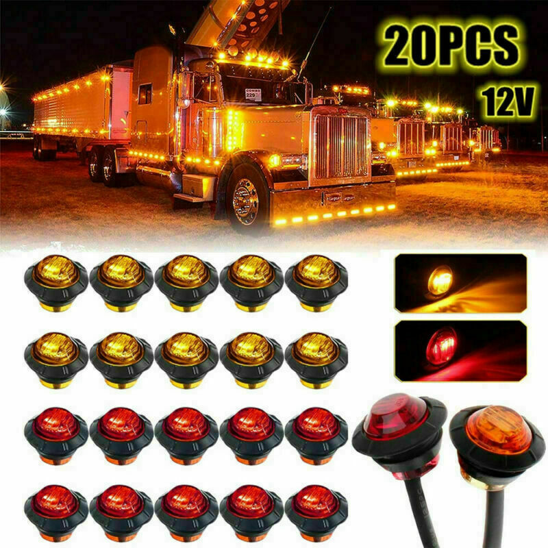 20X Pickup Round Side Marker lights 3/4"LED Bullet Light Truck Trailer Amber Red