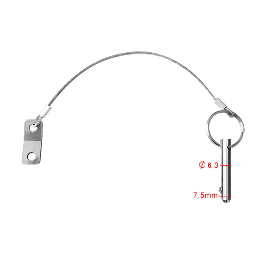 2x Quick Release Pin 1/4" w/ Lanyard Marine 316 Stainless Steel - Bimini Top
