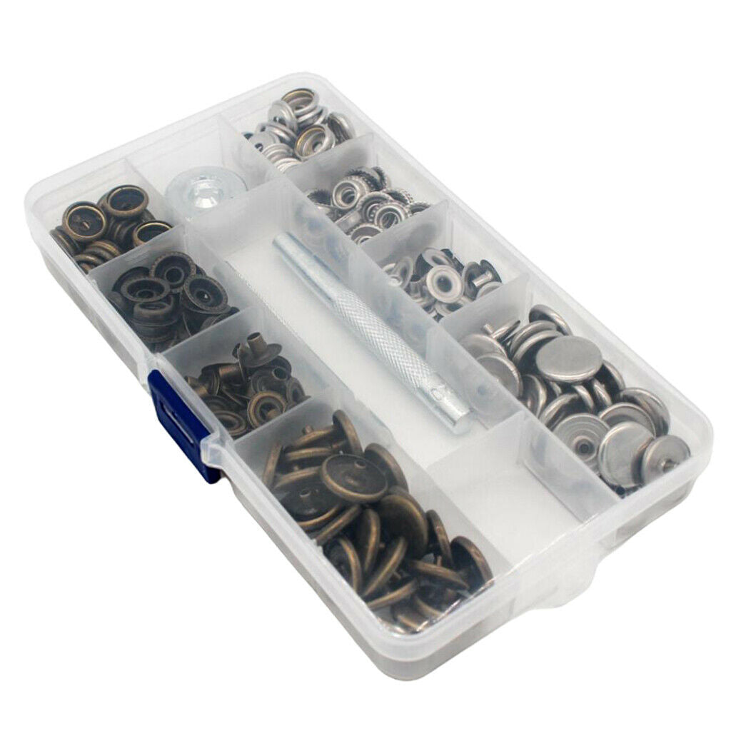 50 Sets Leather Snap Buttons Press Studs 17mm for Clothes Jeans 2 Color