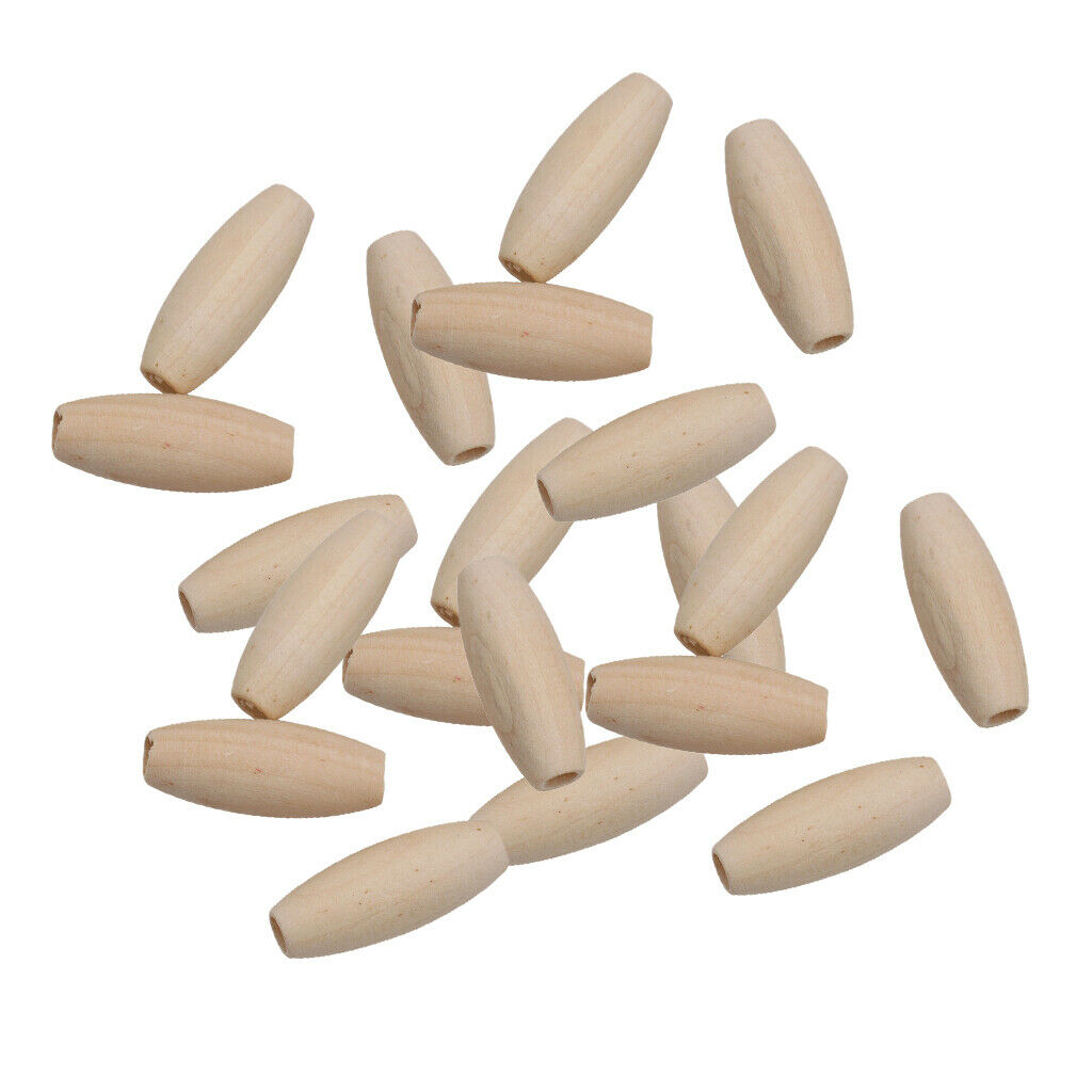 20 Pieces Natural Wood Oval Bead Wooden Beads lOOSE DIY Jewelry Making Craft