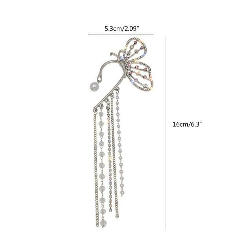 Long Chain Tassel Threader for Women Teen Girls gift Butterfly Ear Clip Jewelry
