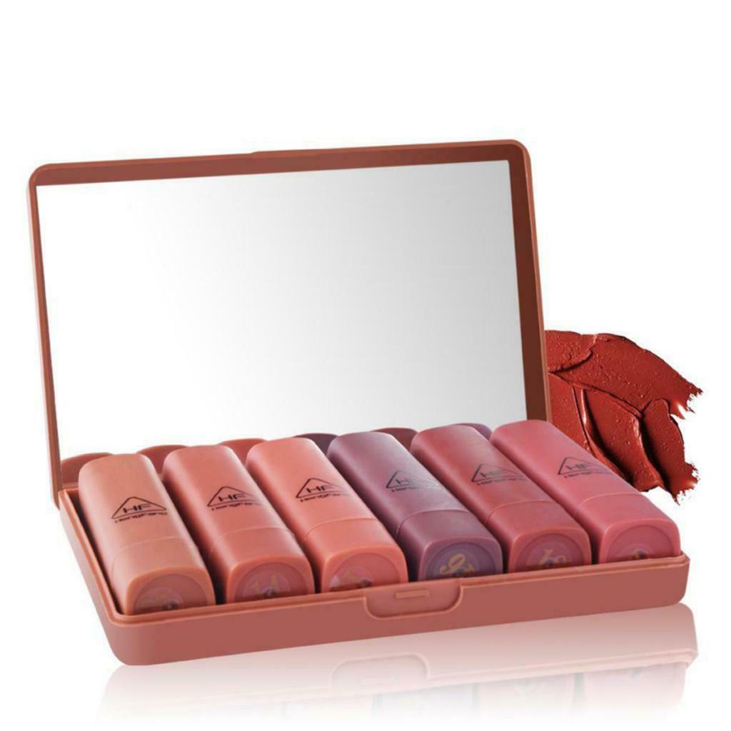 6 Pack Matte Velvet Smooth Lip Stick Mini Makeup Lipsticks Lip Color 1.5g