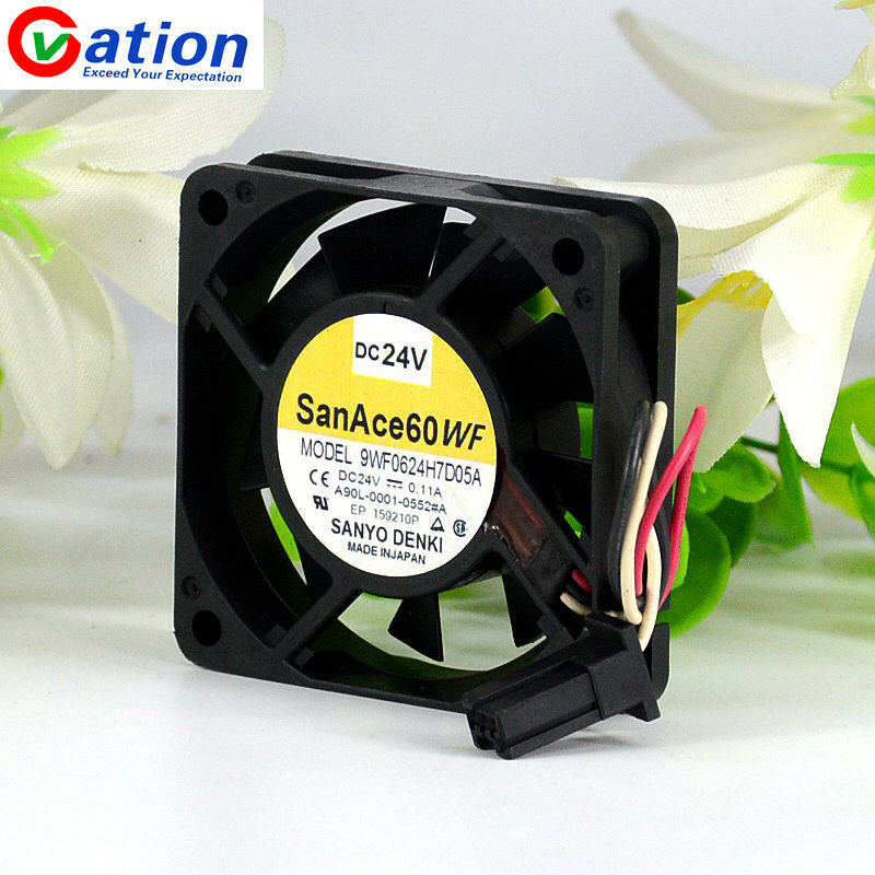 For 1pc Sanyo 9WF0624H7D05A fan 24V 0.11A 60*60*15MM 3pin