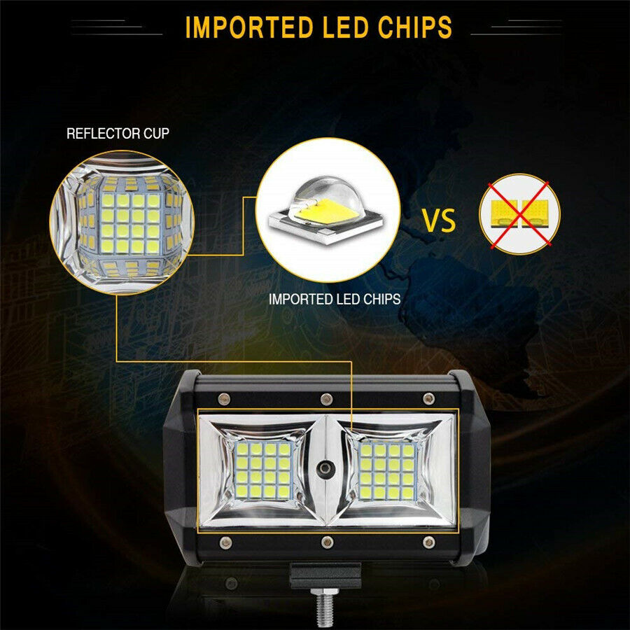 Pair 5.2 " 96W LED Work Light Bar Flood Beam OffRoad Driving Reverse 4x4 Ford
