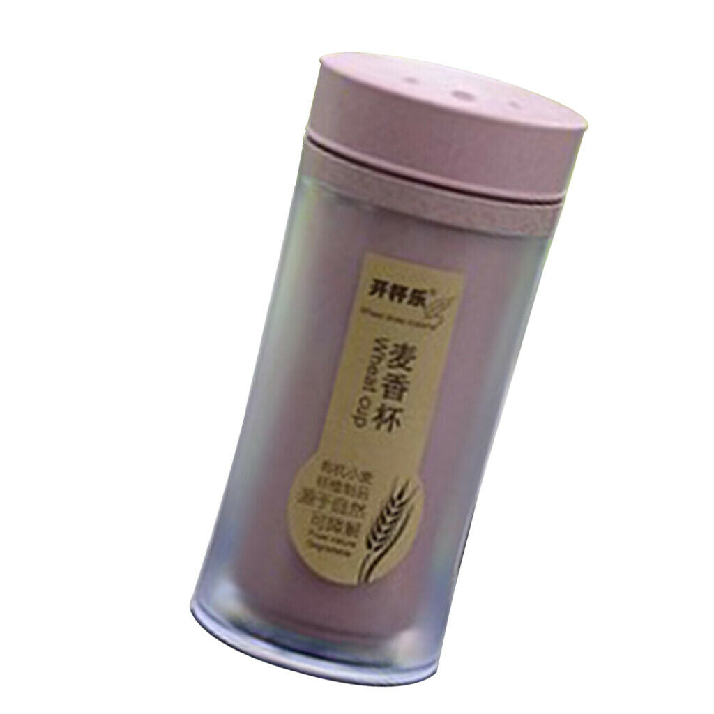wheat straw insulating cup and leakproof portable tea cup 330ml  Pink