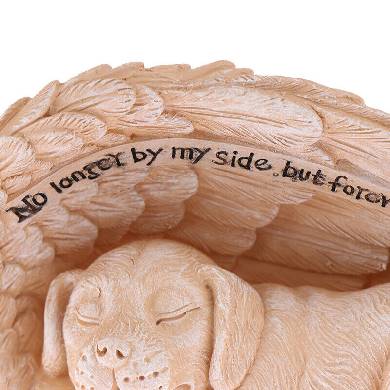 Angel Wingss Garden Statue Sleeping Dog With Lettering Home Decoration OutdoBDA