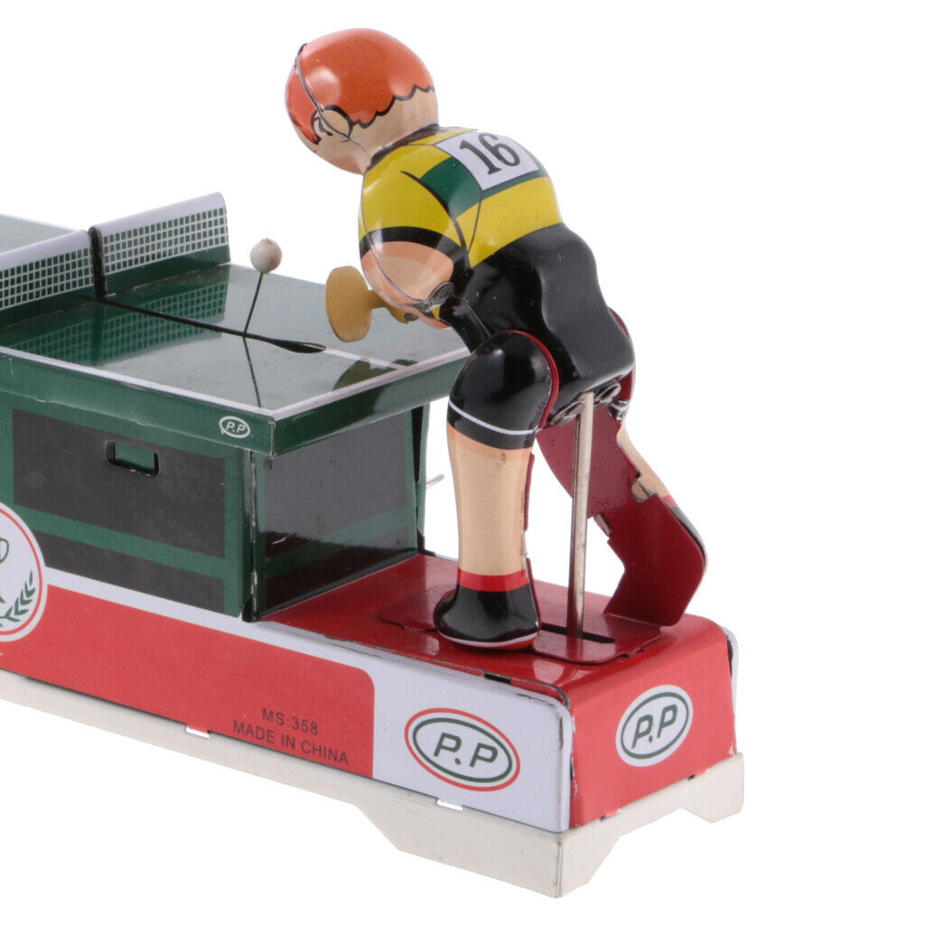 Classic Game Ping Pong Tin Toys Collectible Clockwork Wind Up