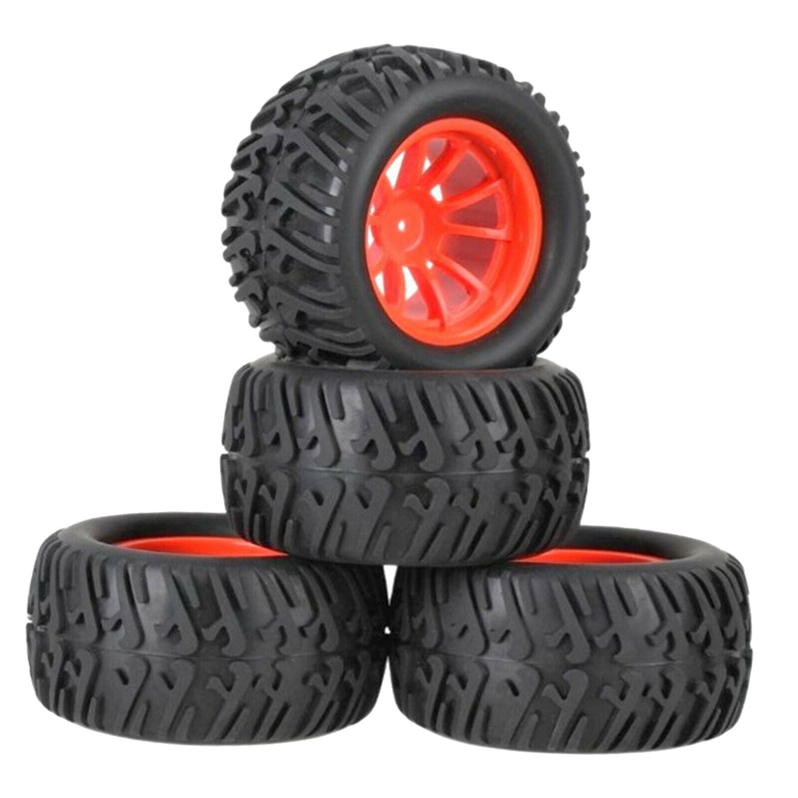 Rubber Wheel Rims & Tires with Inflator for SCX10 D90 1:10 Car Vehicles Red
