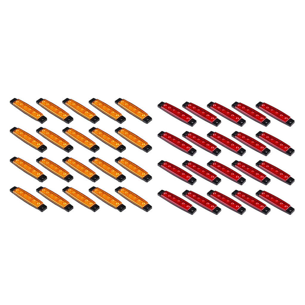 20pack 3.8" Amber 6-LED Side Marker Indicator Lamp Truck Vehicle 12V Red