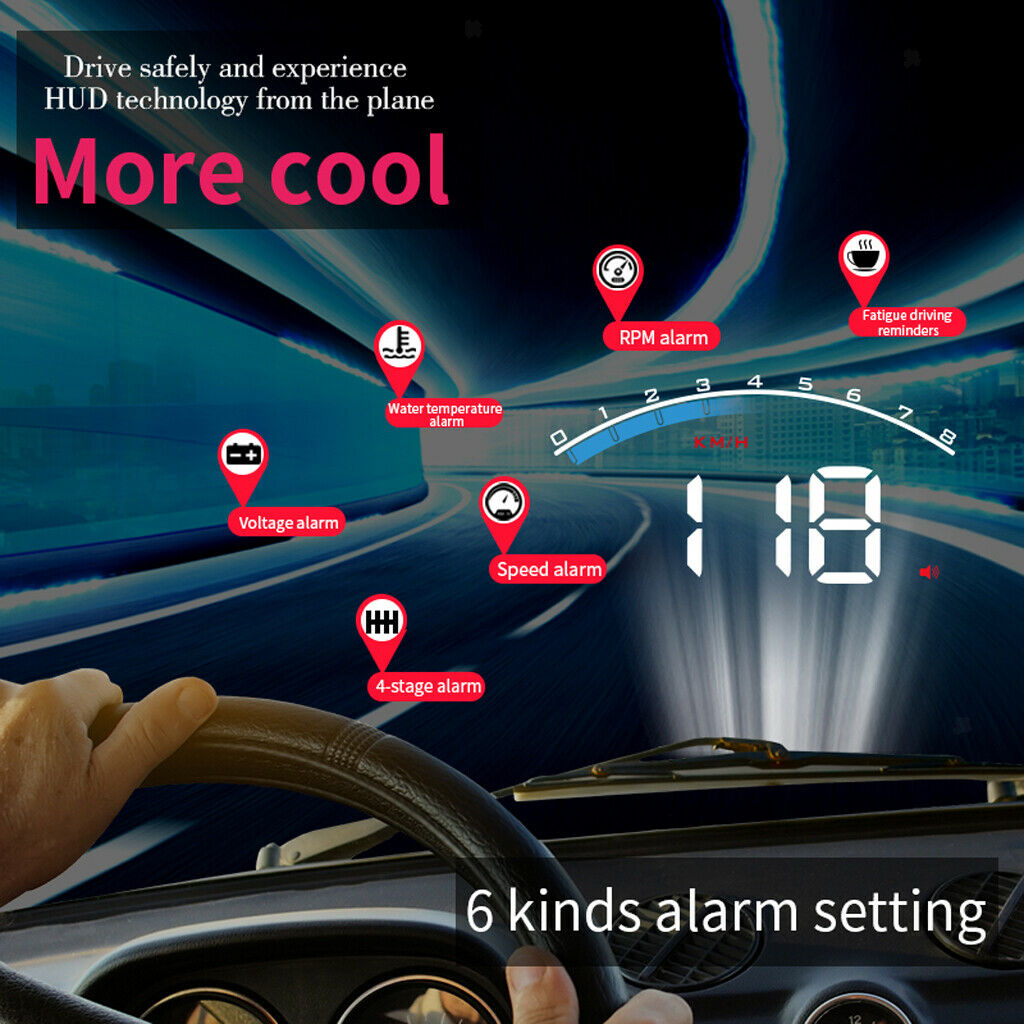 3.5" Universal ODBII Tachometer Voltage LED M6S Car HUD Display Projector