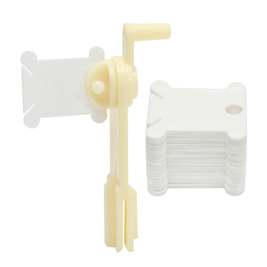 120pcs Plastic Embroidery Floss Bobbins with Winding Tool for Cross-Stitch