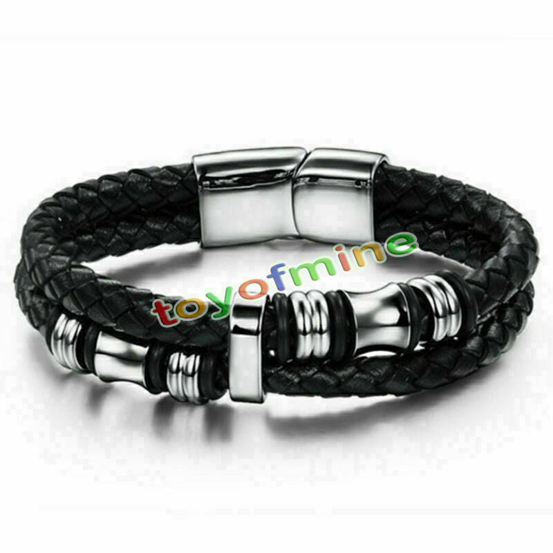 Men's Braided  Fashion Stainless Steel Cuff Bangle Bracelet Wristband AU