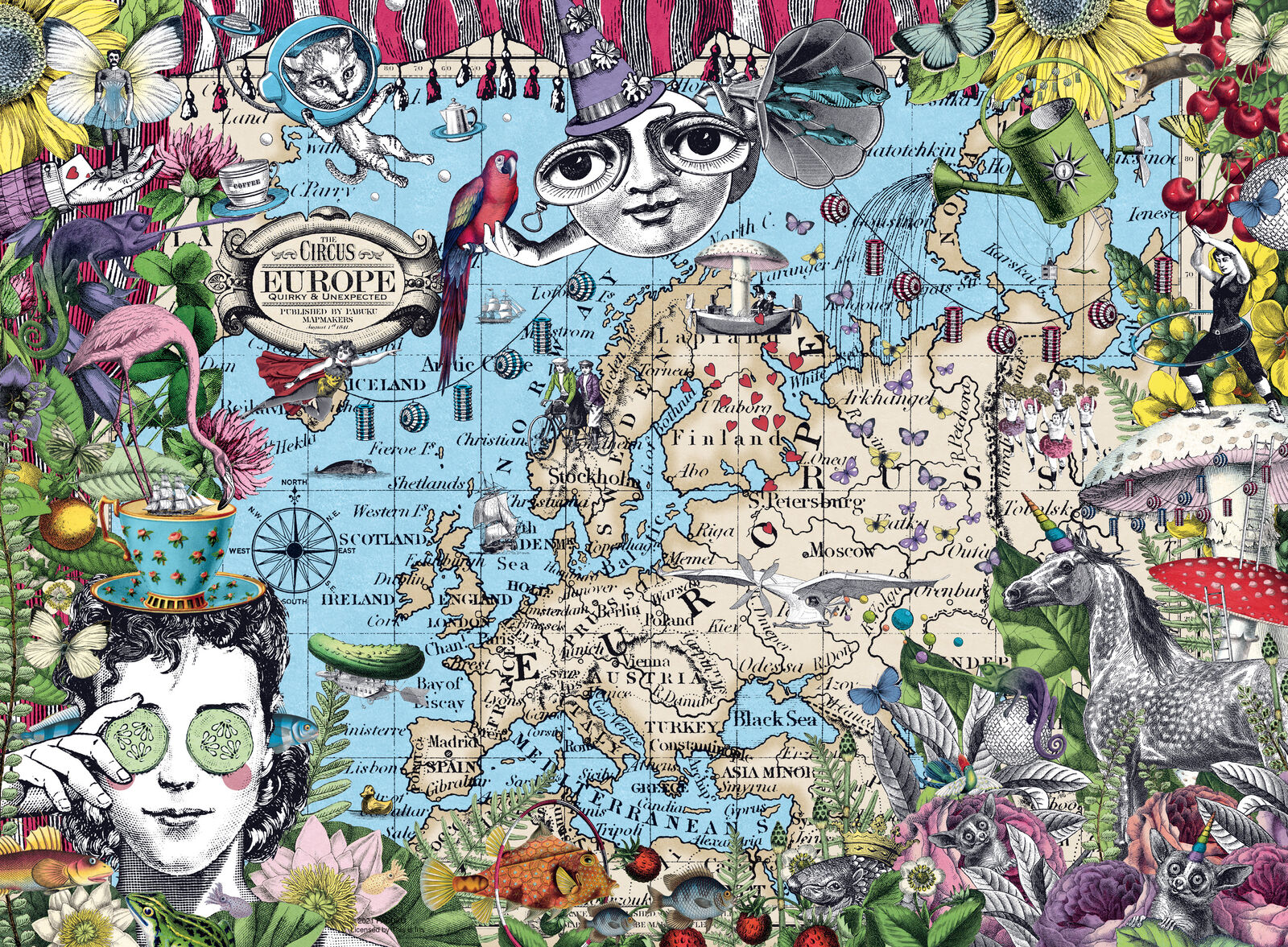 16760 Ravensburger European Map, Quirky Circus Jigsaw Puzzle 500pc Age 10 Years+