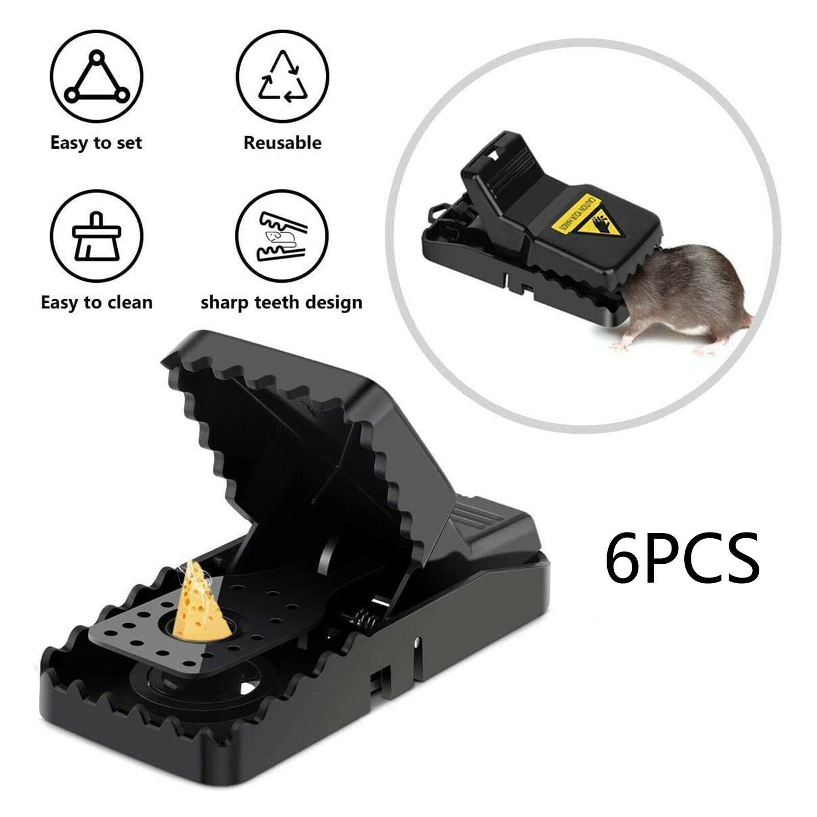 6x Mouse Trap for House Mice Catching Rat Snap Traps Pest Control Mousetrap