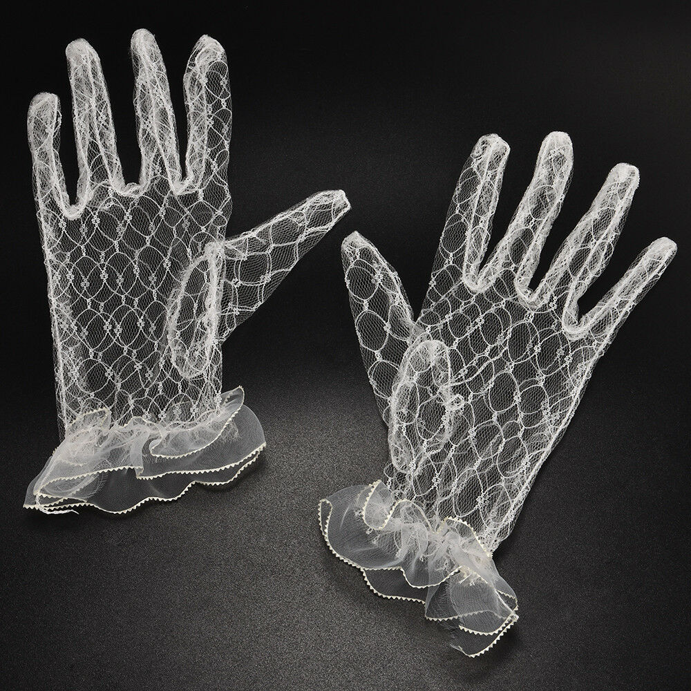 Elegant Ivory Lace Wedding Gloves Women's Wedding Bridal Party Lace Gloves 1Pair