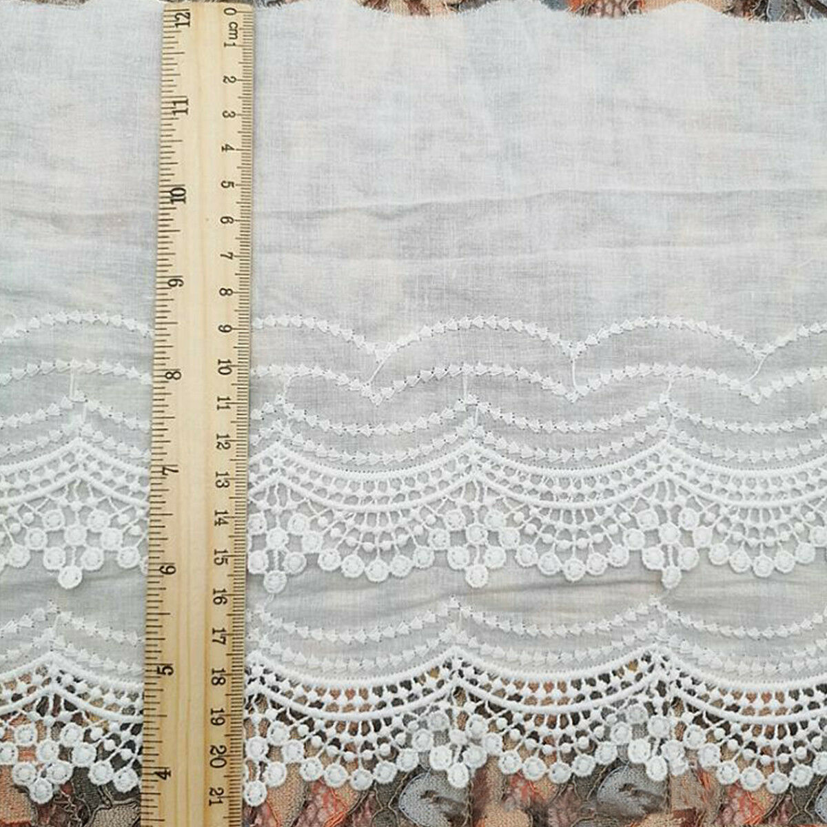 1 Yard Cotton Floral Embroidery Lace Trim Dress Curtain Fabric Ribbon Sewing