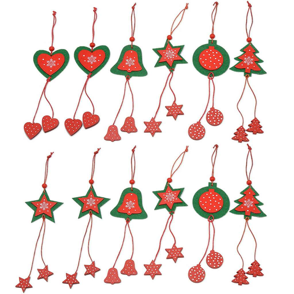 12x Non-Woven Christmas Tree Ornament Star Heart Charming Style Captivating DIY