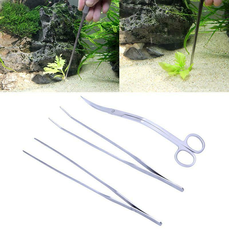 3in1 Aquarium Aquatic Live Plants Long Handle Tweezers Scissor Trim Tool Kit Set