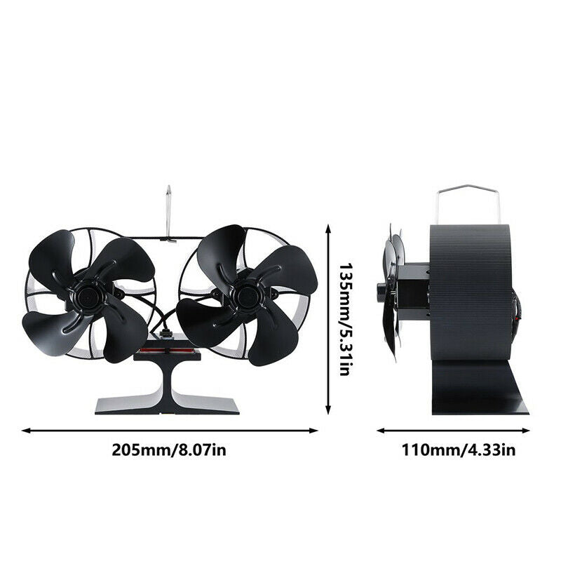 8-Blade Heat Powered Stove Fan for Wood /Log Burner/Fireplace - Eco Friendly Fan