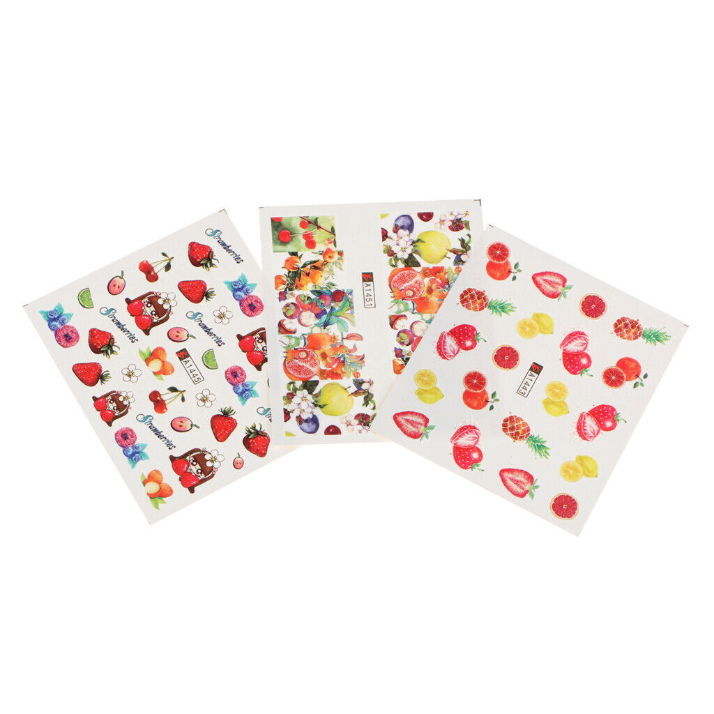 24 PCS Different Styles Pattern Flower Fruits DIY Nail Art Stickers Decals
