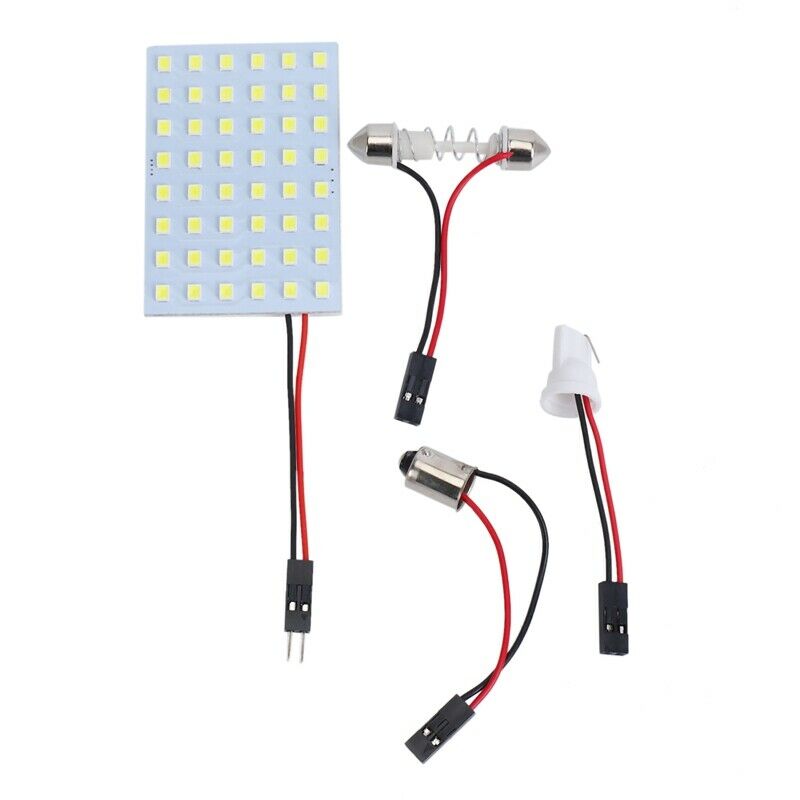 White 1210 SMD 48 LED Car Interior Dome Light Panel w T10 BA9S Festoon W2K6K6
