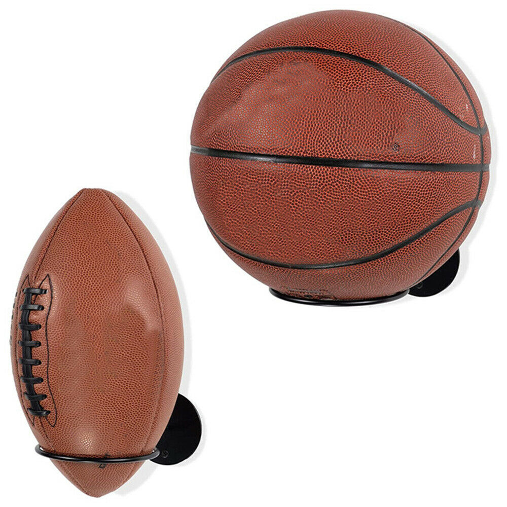 Wall Mounted Ball Rack Holder Basketball Football Hoop Display Save Space Stand