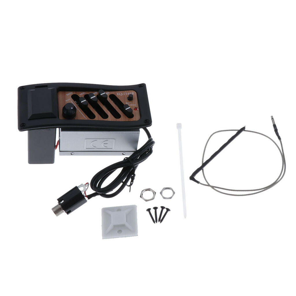 4 Band EQ Acoustic Guitars Preamp Piezo Pickup PRES Bass Middle Treble Control