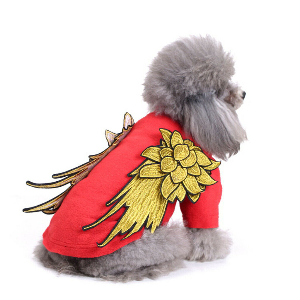 Angel Wings Pet Dog Cat Cotton Clothes Coat Autumn Winter Apparel Red S