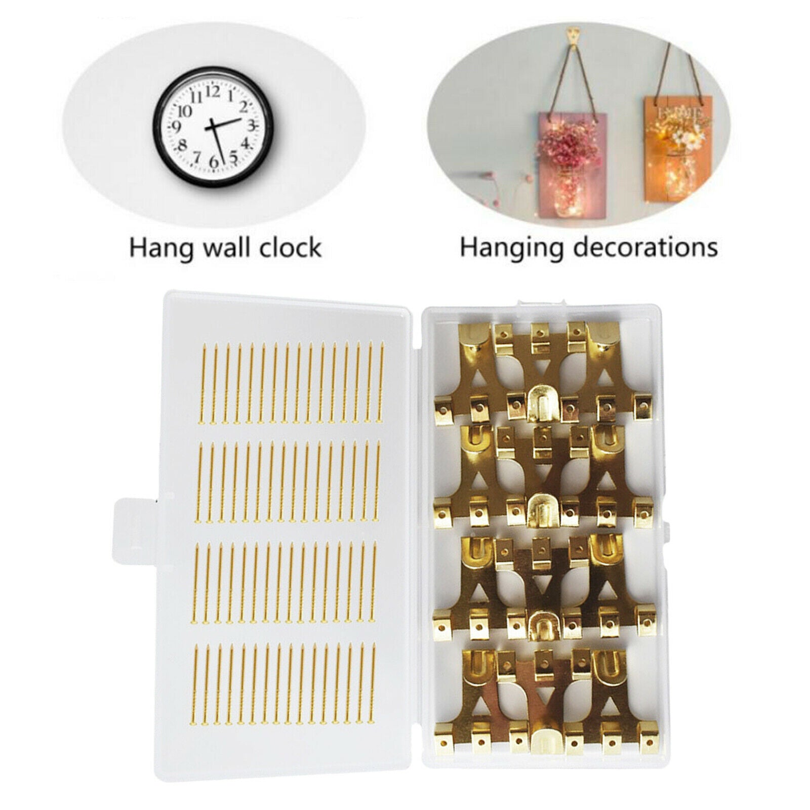 20x Picture Frame Hangers Hooks Brass Plated Plaster Framing Photo Hanging